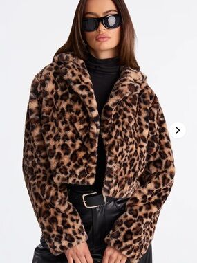 Felicia Leopard Faux Fur Crop Coat